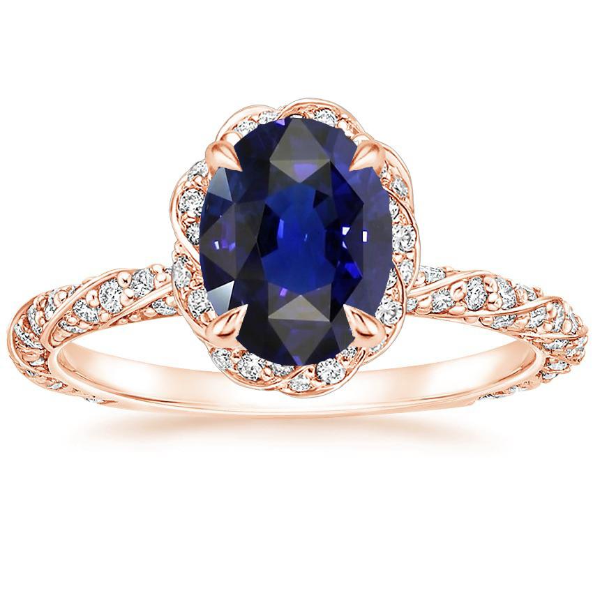 Halo Rose Gold Ring Twist Style Ceylon Saphir & Diamanten 3,50 Karat - harrychadent.ch