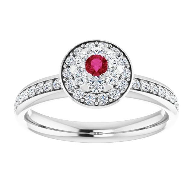 Halo Rubin & Diamant Ring 1,80 Karat Weißgold 14K - harrychadent.ch