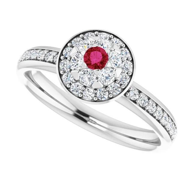 Halo Rubin & Diamant Ring 1,80 Karat Weißgold 14K - harrychadent.ch