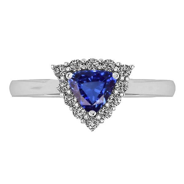 Halo Trillion blauer Saphirring 2,50 Karat runder Diamantschmuck - harrychadent.ch