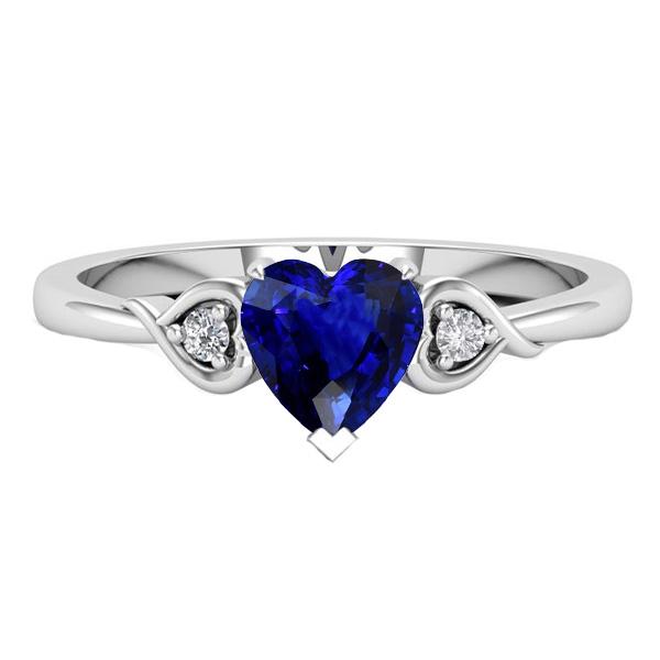 Heart Three Stone Diamant & Deep Blue Saphir Ring 1,75 Karat - harrychadent.ch