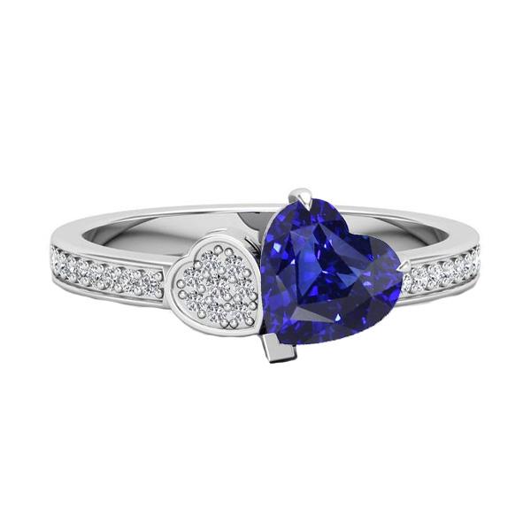 Herz Blauer Saphir Edelstein Ring 2,50 Karat Diamanten Weißgold - harrychadent.ch