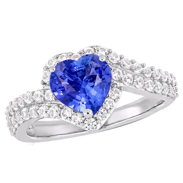 Herz Halo Hellblauer Saphir Ring 4,50 Karat Doppelschaft Schmuck - harrychadent.ch