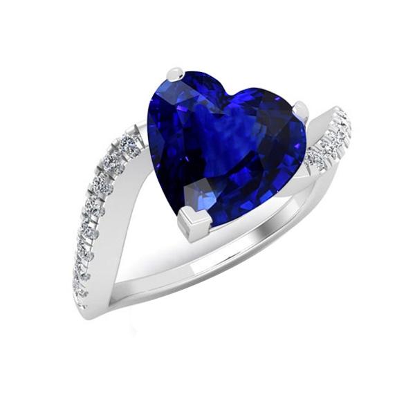 Herz-Saphir-Diamant-Jubiläumsring 3,50 Karat gedrehter Schaft Gold - harrychadent.ch