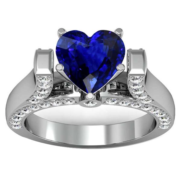 Herzschliff Edelsteinring Sri Lankan Saphir 4 Karat Diamanten - harrychadent.ch