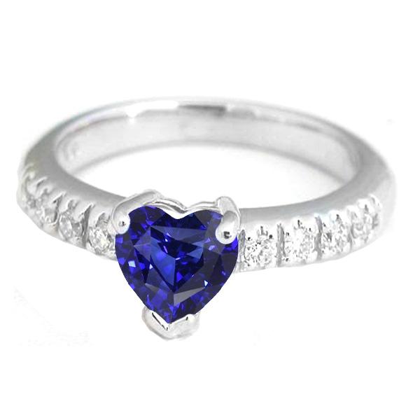 Jubiläums-Edelstein-Ring Herz Saphir mit Diamantakzenten 2 Karat - harrychadent.ch