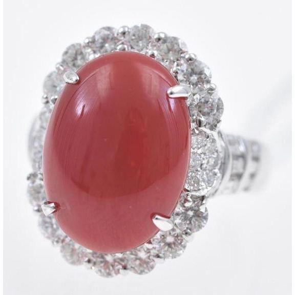 Jubiläumsring 12 Karat Krappenset Rote Koralle Weißgold 14K - harrychadent.ch