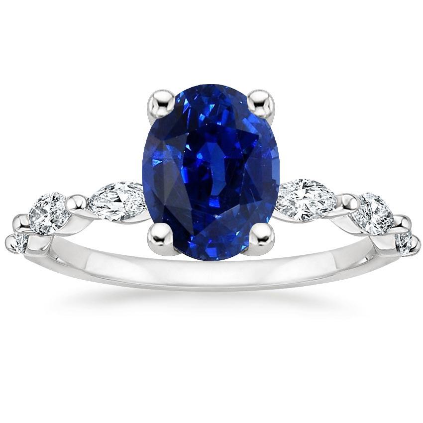 Jubiläumsring Ovaler blauer Saphir-Solitär mit Akzenten 3,50 Karat - harrychadent.ch