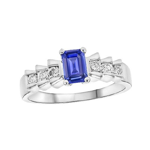 Jubiläumsring Smaragd Hellblauer Saphir 2 Karat Plissee Stil - harrychadent.ch