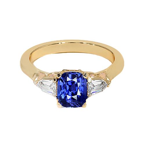 Kissen Deep Blue Ceylon Saphir & Konischer Baguettering 9,50 Karat - harrychadent.ch