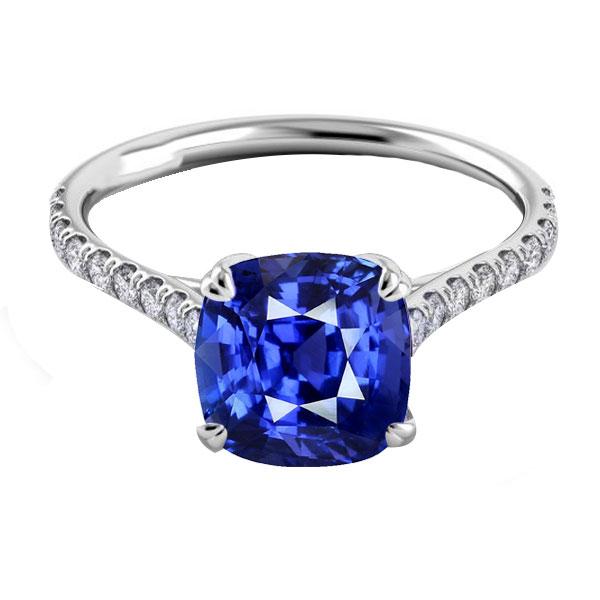 Kissen Saphir Edelstein Ring 3,50 Karat Doppelstift Diamanten - harrychadent.ch