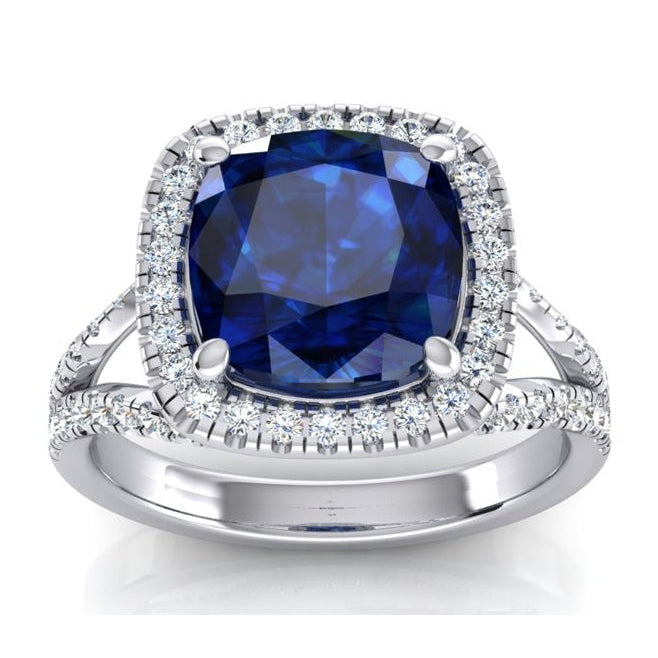 Kissen-Tansanit-Edelstein-Diamant-Ring
