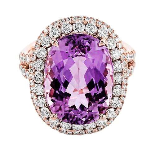 Lila Kunzit-Kristallring