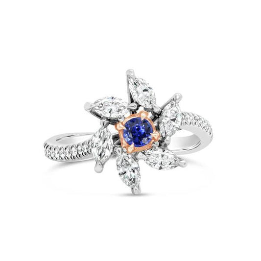 Marquise Diamant Runden Saphir Ring Flower Style 2,50 Karat Zweifarbig - harrychadent.ch