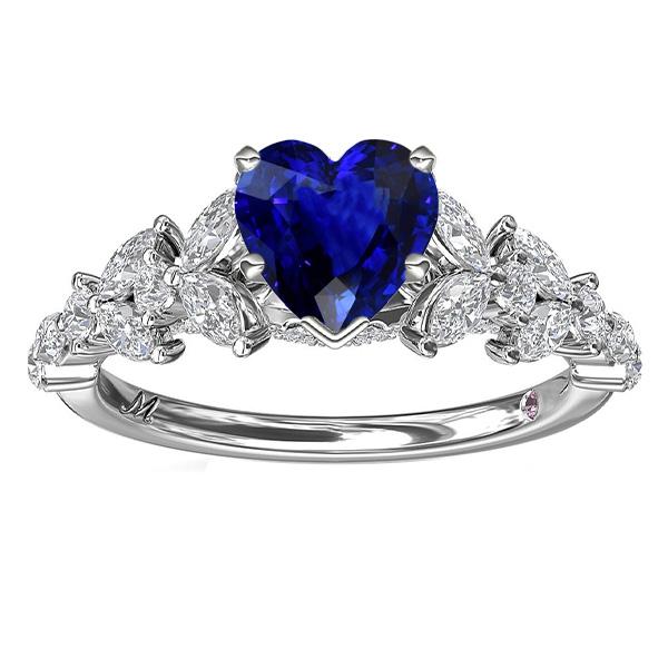 Marquise & Runder Diamant Herzschliff Saphir Ring Blattstil 3,50 Karat - harrychadent.ch