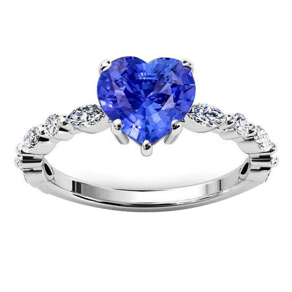 Marquise & runder Diamantring Herz Hellblauer Saphir 3 Karat - harrychadent.ch