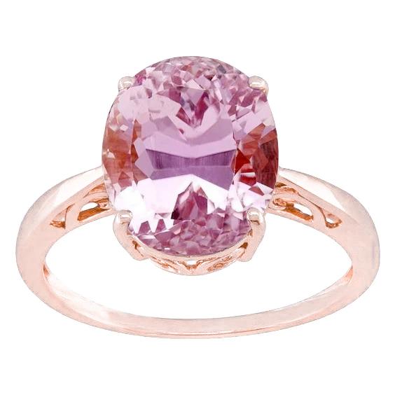 Oval Cut 19 Karat Solitär Pink Kunzit Ehering Roségold 14K - harrychadent.ch