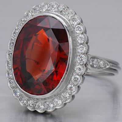 Ovalschliff 20 Karat natürlicher Granat mit Diamanten Ring Gold Weiß 14K - harrychadent.ch