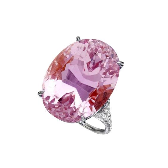 Ovalschliff Rosa Kunzit Diamant Edelstein Ring 20.50 Kt Weißgold 14K - harrychadent.ch