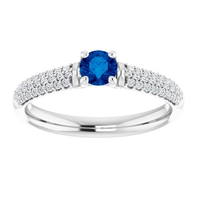 Pave Diamant Blue Saphir 2 Karat Ring Weißgold 14K - harrychadent.ch