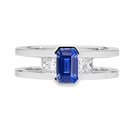 Princess Diamant 3 Stone Smaragd Saphir Ring Split Shank 1,25 Karat - harrychadent.ch