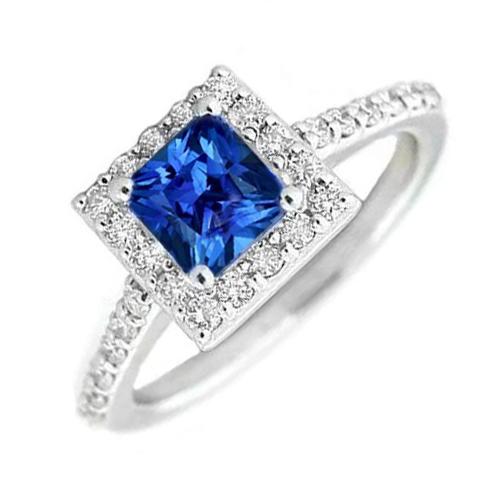 Prinzessin Sri Lanka Saphir Diamantring 2.25 Karat Weißgold 14K