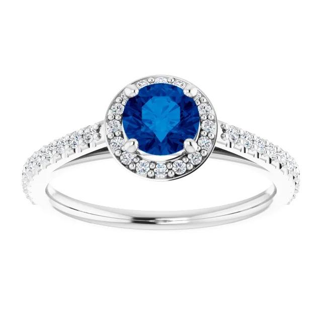 Ring Halo Blue Saphir 2,50 Karat Weißgold 14K - harrychadent.ch
