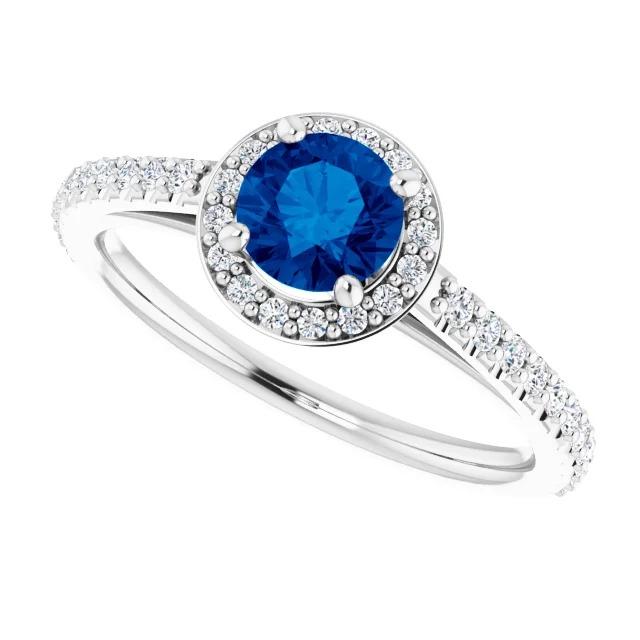 Ring Halo Blue Saphir 2,50 Karat Weißgold 14K - harrychadent.ch