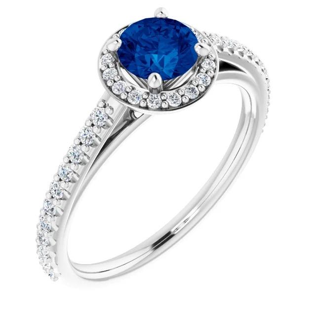 Ring Halo Blue Saphir 2,50 Karat Weißgold 14K - harrychadent.ch