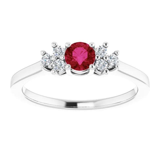Roter runder Rubin- und Diamantring 1,50 Karat - harrychadent.ch