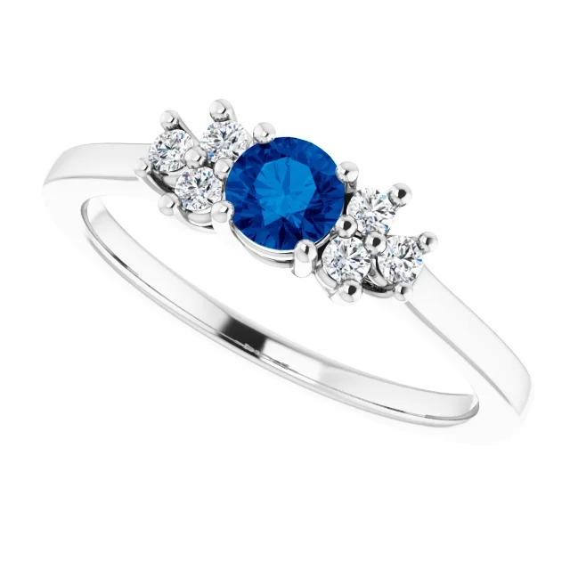 Runder blauer Saphirstein 1,50 Karat Verlobungsring - harrychadent.ch