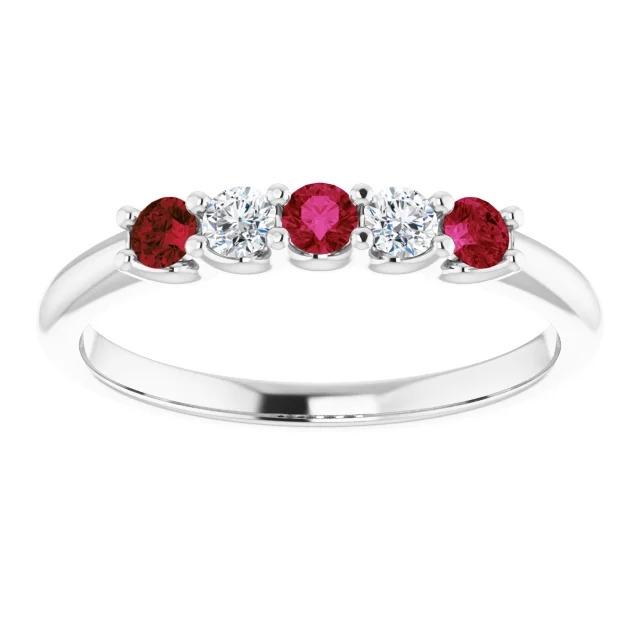 Runder Diamant-Rubin-Stein-Ring 2 Karat Weißgold 14K Schmuck - harrychadent.ch