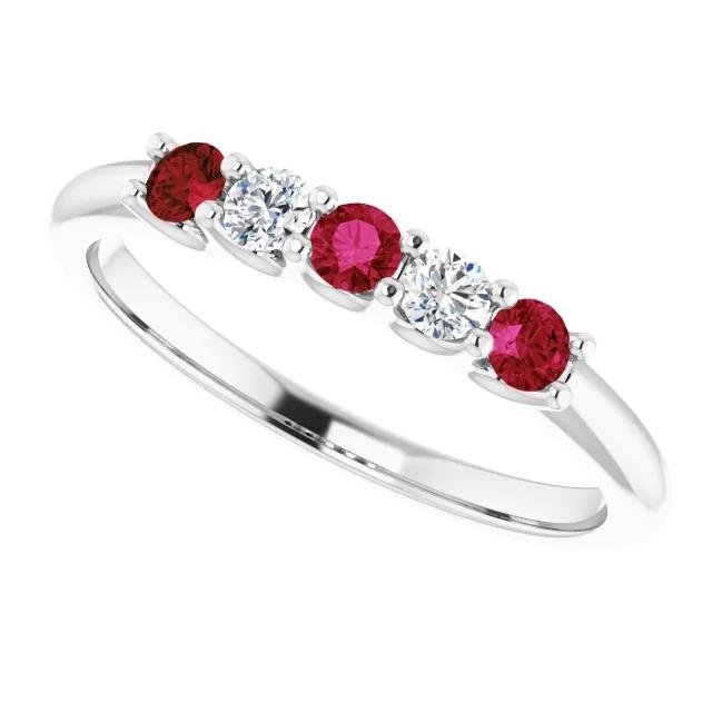 Runder Diamant-Rubin-Stein-Ring 2 Karat Weißgold 14K Schmuck - harrychadent.ch