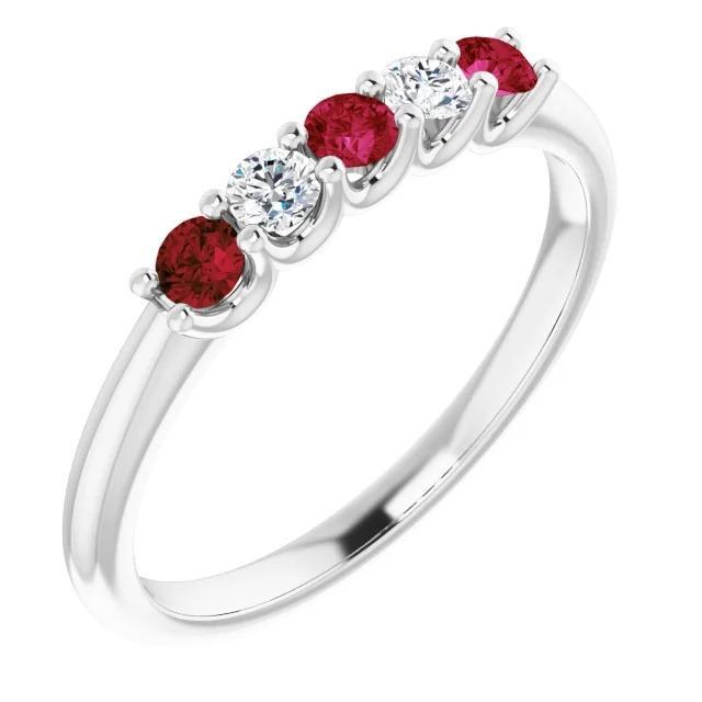 Runder Diamant-Rubin-Stein-Ring 2 Karat Weißgold 14K Schmuck - harrychadent.ch