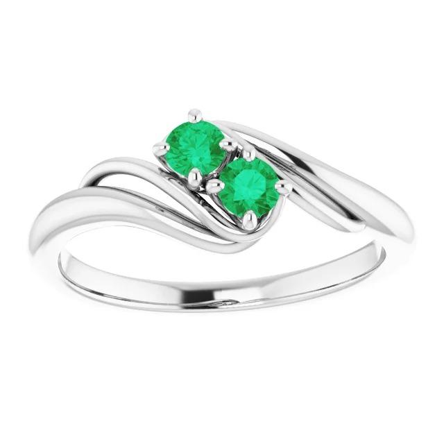 Runder grüner Smaragd-Bypass-Fassungsring 1,60 Karat Weißgold 14K - harrychadent.ch