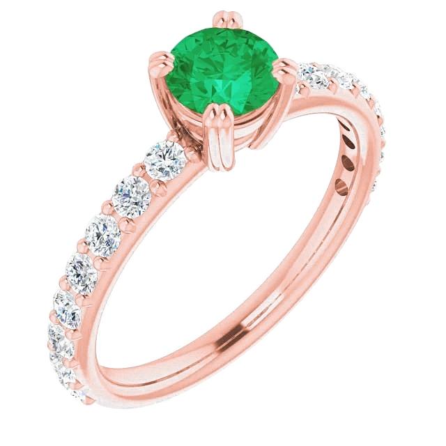 Runder grüner Smaragdring mit vier Zinken 2,50 Karat Diamant - harrychadent.ch