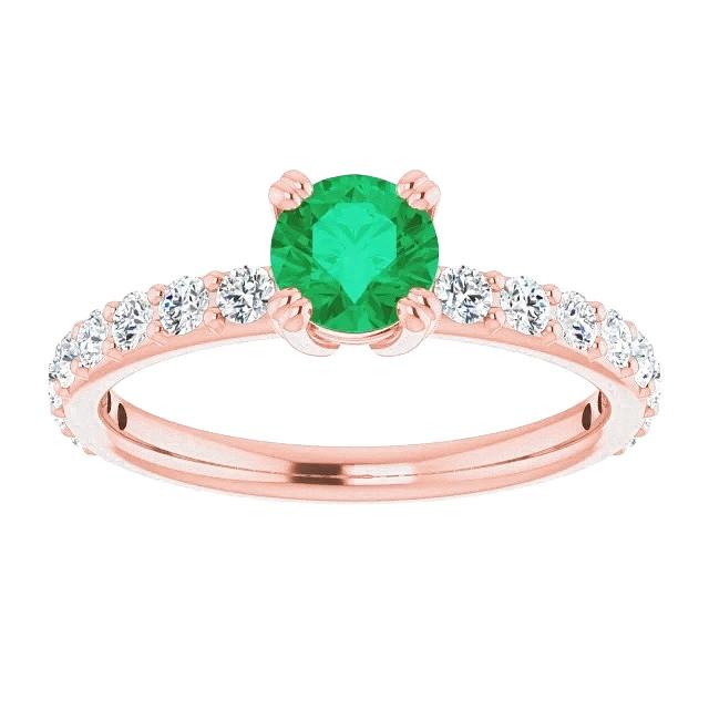 Runder grüner Smaragdring mit vier Zinken 2,50 Karat Diamant - harrychadent.ch