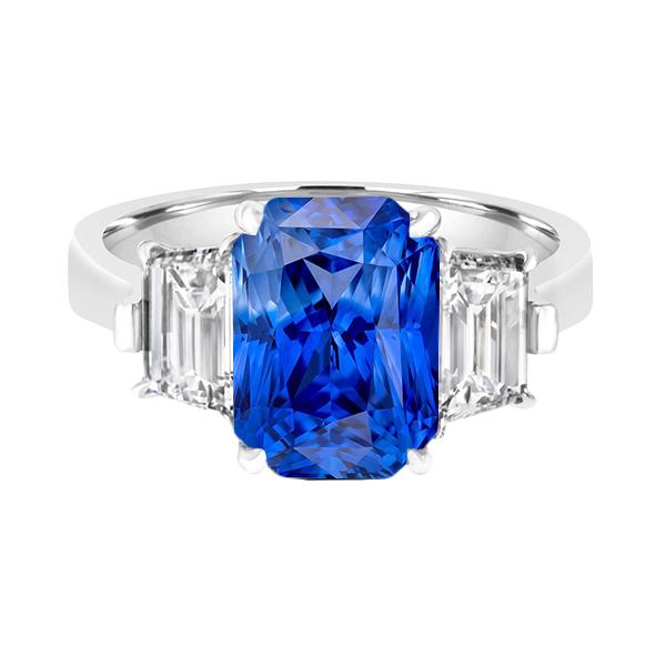 Smaragd Diamant Jubiläumsring 3 Karat Hellblauer Saphir 3 Stein - harrychadent.ch