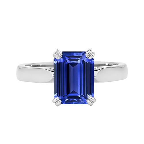Smaragd-Solitär-blauer Saphir-Ring 3-Karat-Krappen-Set - harrychadent.ch