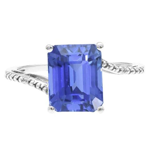 Smaragd-Solitär-Ehering Blauer Saphir 2,50 Karat