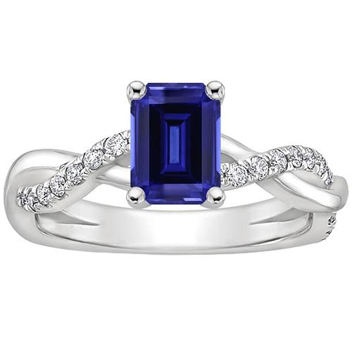 Solitaire Akzente Ring Blauer Saphir & Diamant 4 Karat Infinity Style - harrychadent.ch