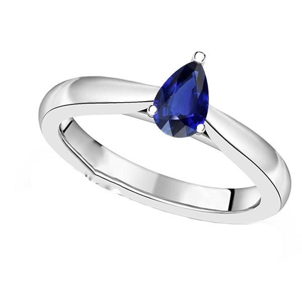 Solitaire birnenförmiger blauer Saphirring Tropfenform 1,50 Karat - harrychadent.ch