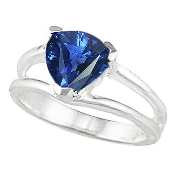Solitaire Ring Split Shank Trillion srilankischer Saphir 1 Karat - harrychadent.ch