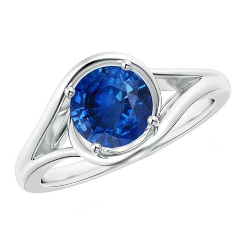 Solitaire Runder blauer Saphirring Krappenset Split Shank Gold 2 Karat - harrychadent.ch
