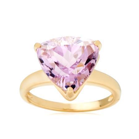 Solitär 10 Karat Rosa Kunzit Ring Gelbgold 14K - harrychadent.ch