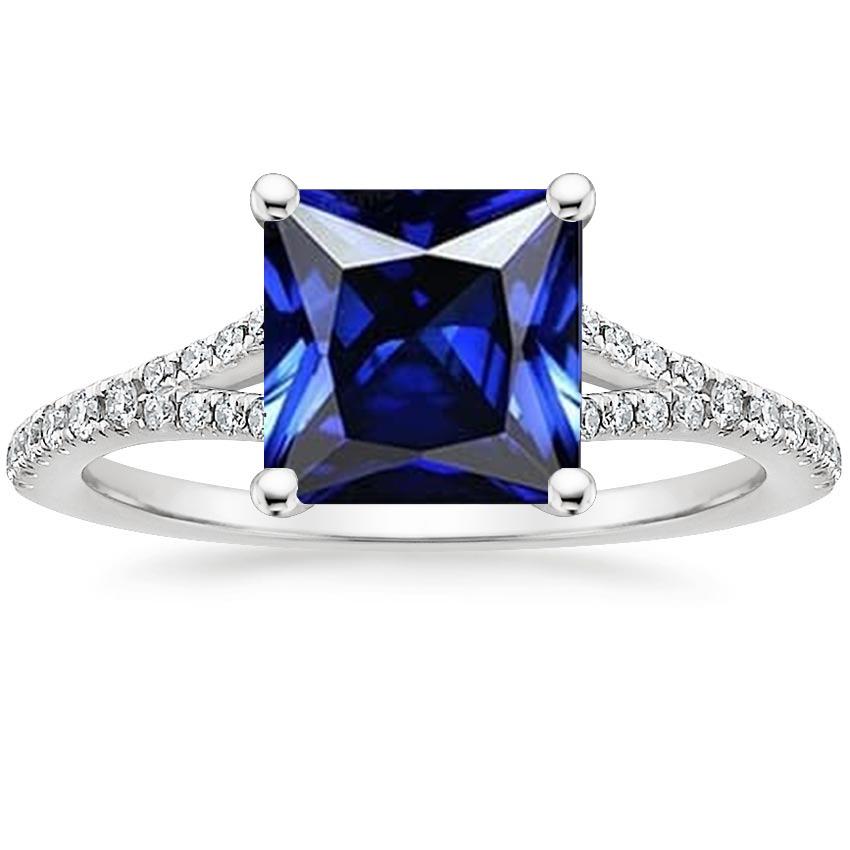 Solitär-Edelsteinring im Princess-Schliff mit Diamantakzenten 6 Karat - harrychadent.ch