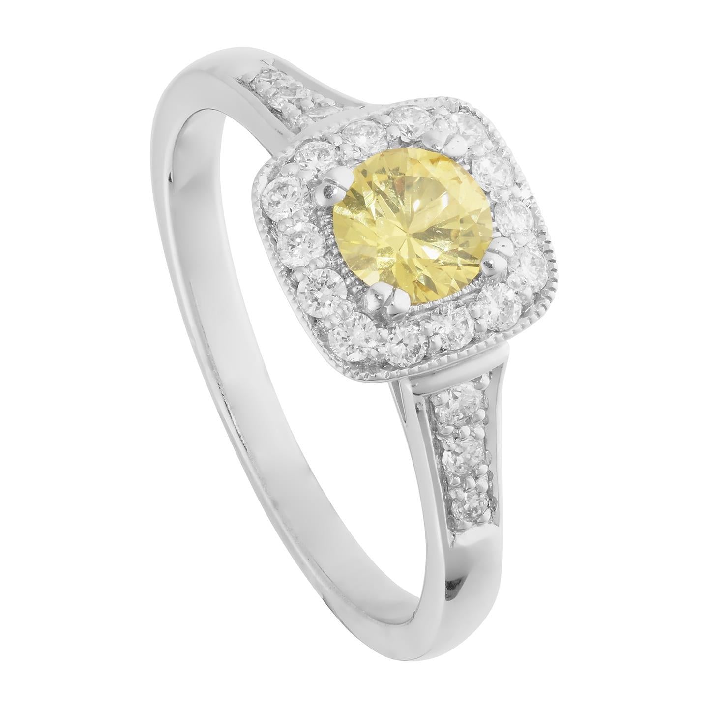 Solitär mit Akzent 3,5 Kt Gelber Saphir und Diamanten Ring - harrychadent.ch