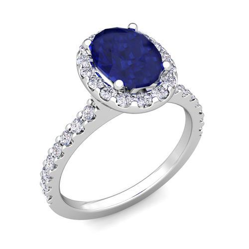 Solitär mit Akzent 3,50 Karat Saphir mit Diamanten Ring Weißgold - harrychadent.ch