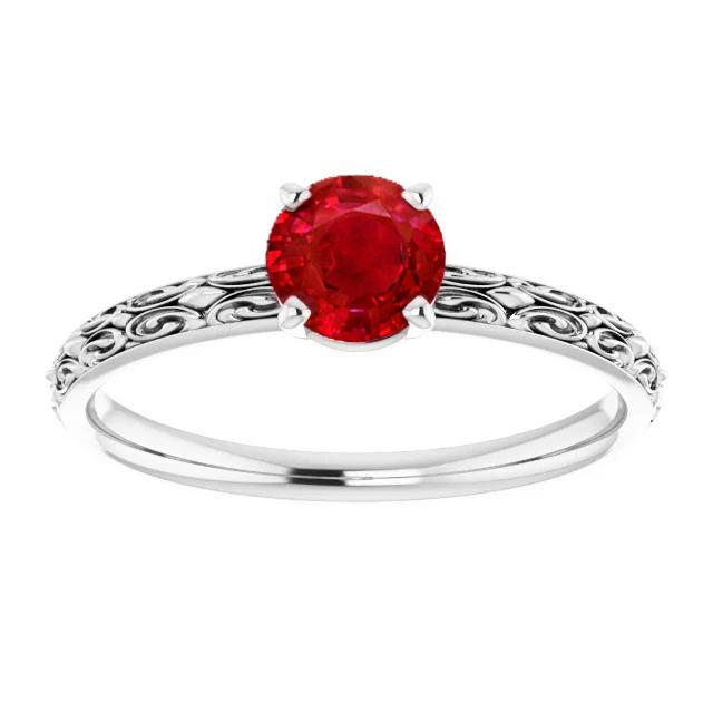 Solitär Rubin Antik-Stil Ring 1,50 Karat Weißgold 14K - harrychadent.ch