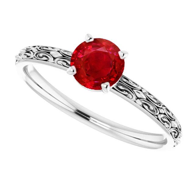 Solitär Rubin Antik-Stil Ring 1,50 Karat Weißgold 14K - harrychadent.ch